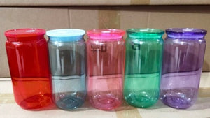 NEW * 16oz Acrylic Beer Can / Libbey Cup - Style J Transparent (various colours)