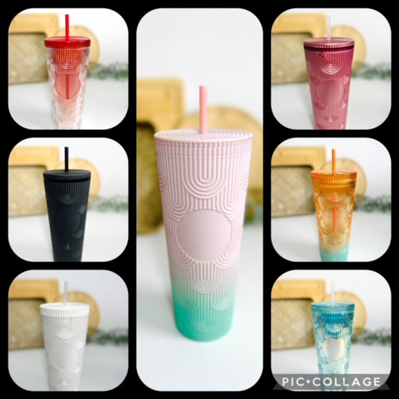 Diamond Swirl Double Walled Acrylic Tumbler 24oz - various colours