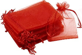 Drawstring Organza Gift Bag - Red x 10 Bags